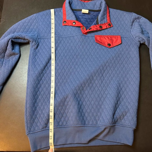 Zyia‎ Active Quilted Blue/Red Snap Collar Sweatshirt size medium - Picture 9 of 9